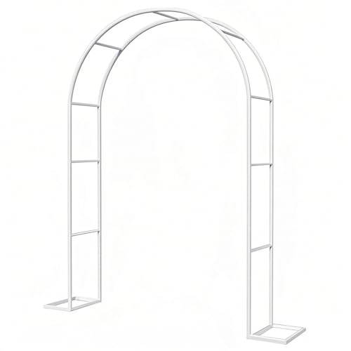Treillis en métal blanc – Arche de jardin antirouille pour plantes grimpantes et résistante aux intempéries – Arche de mariage décorative (200 x 230...