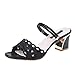 Sandali neri per le donne casual estivi larghi sandali per le donne moda estate sandali donna tacco spesso tacco basso doppio cinturino paillettes brillanti sexy sandali con zeppa, Nero , 38.5 EU