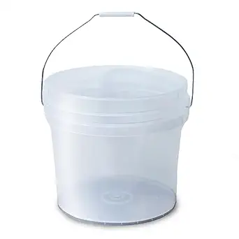 EconoHome 3.5-Gallon Clear Bucket Pail Container without Lid | Metal Handles with Plastic Grip for Easy Carrying | Easy Stack and Store | Heavy-Duty 90MIL EXTRA DURABLE | Food Grade | BPA Free -5 Pack