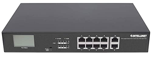 Intellinet 561303 Switch Gigabit Ethernet Poe+ 8 Porte con 2 Porte RJ45 Uplink e Display LCD