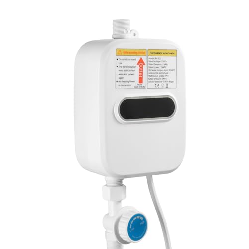 JJsdwin Mini calentador de agua eléctrico pequeño de 3500 W 220 V, calentador de agua con cabezal de ducha, boquilla de ducha para cocina y baño, color blanco