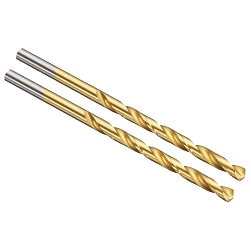 PATIKIL 9/64 Drill Bit Jobber Straight Shank 4341 High-Speed Steel 118 TiN Coated for Medium-Hard Metal Steel Acrylic - 2 Pcs