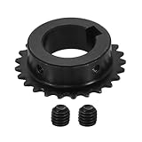 QUARKZMAN #25 Kettenrad 25mm Bohrung 53.5mm Außendurchmesser 25 Zähne C45 Kohlenstoffstahl ANSI #25 Rollenkettenrad Rundloch Mit 8x3.3mm Keilnut Und Stellschrauben Für ISO 04C Kette Schwarz