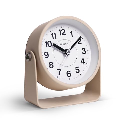 Analog Alarm Clock, Silent Non-Ticking Quartz Movement, Battery-O...