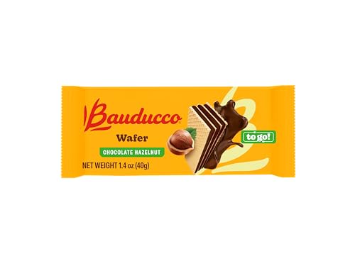 Image of Bauducco Wafer Cookies, Chocolate Hazelnut, Single Serve, 14.1 oz (Pack of 10) - Individually Wrapped Crispy Wafers - Triple-Layer Cream-Filled Dessert - Convenient Indulgence To-Go.
