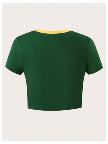 GORGLITTER Women's Brazil Crop Top Y2K Graphic Short Sleeve Crew Neck T Shirt2