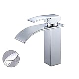 Mischbatterie - Die Wasserfall-Waschtischarmatur liefert heißes und kaltes Wasser. Mit einem Einhebelmischer zur einfachen Steuerung des Wasserflusses und der Wassertemperatur und einem übergroßen rechteckigen Auslauf ist sie perfekt für Waschbecken und kann in Badezimmern, Waschräumen, Toiletten oder Garderoben eingesetzt werden.