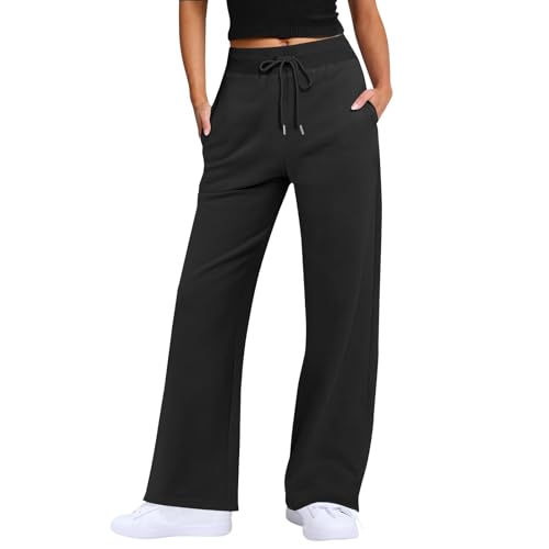 Pantalon de jogging femme jambe droite noir taille haute XXL confortable
