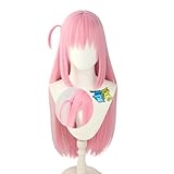 SUNXXCOS Bocchi the Rock! Anime Costume cosplay Wig Long Straight Hair for Girls (Hitori Gotou with hairpins)
