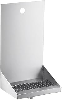 Stainless Steel Wall Mount Beer Drip Tray, Silver, 18 Gauge, 8x6x14 Inches, Rectangular, NSF Listed, Single Faucet