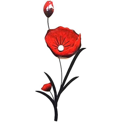 Handmade Metal Wall Art - Red Poppy Stem Cover
