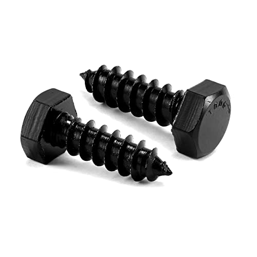 1/4" x 1" Hex Head Lag Screws Bolts 20Pcs 304 Stainless Steel 18-8, Partial Thread, Hexagon Head Wood Screws Black Oxide by SG TZH