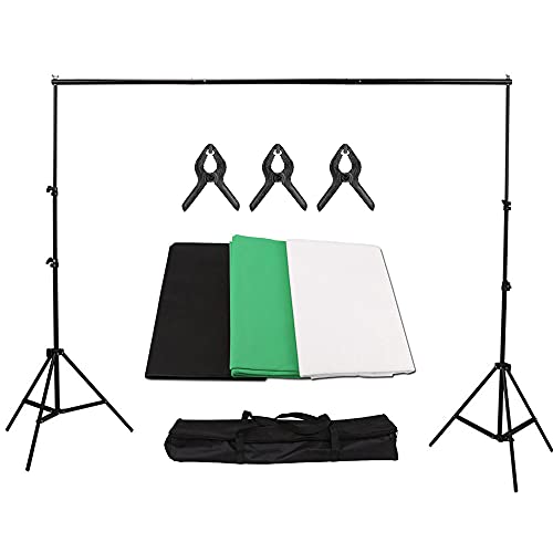 Camnoon Kit de suporte de fundo de estúdio de vídeo de foto com suporte de metal de fundo ajustável,