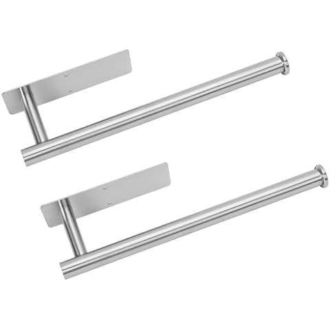 Under Cabinet Paper Towel Holder, Stainless Steel Adhesive or Drill Mount Paper Towel Holder, Wall Mount Paper Towel Holders for Kitchen or Bathroom Silver (2 Pack) Cover