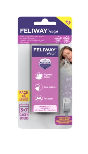 FELIWAY ¡Ayuda! - Cartuchos de 3 paquetes (3 x 7 días) - Ideal para tu gato en situaciones estresantes temporales