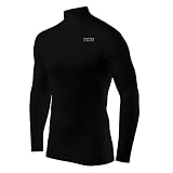 TCA Herren HyperFusion Kompression Longsleeve Unterwäsche und Mock Neck Ausschnitt - Langarm Shirt - Langarm Shirt - Schwarz, L