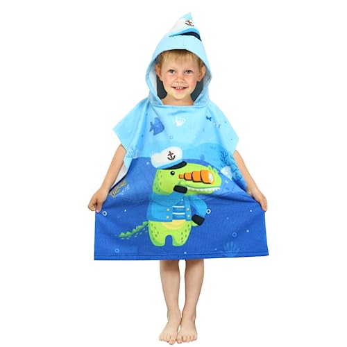 JORAKI Poncho da Bagno per Bambini, Asciugamano da Spiaggia Per Bambini con Cappuccio Telo Mare in Microfibra per Spiaggia Bagno Doccia Nuotare Piscina Accappatoio per Ragazze Ragazzi 2-8 Anni