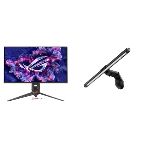 Image of Bundle of ASUS ROG Swift 27 inch 4K QD-OLED Gaming Monitor PG27UCDM 240Hz, 0.03ms, Custom Heatsink, Neo Proximity Sensor, G-SYNC + ASUS ROG Aura Monitor Light Bar ALB01, RGB Lighting, USB-C