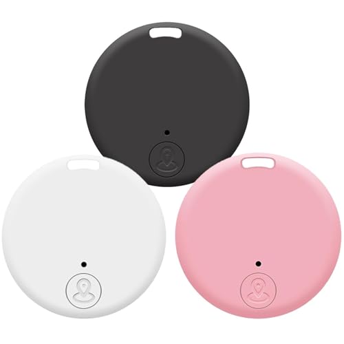 wilcractk Rastreador GPS Bluetooth Inteligente, Llavero Localizador 3 Uds (Negro/Blanco/Rosa), Buscador de Llaves y Objetos Personales con Alarma para Móvil, Bolso y Mascota