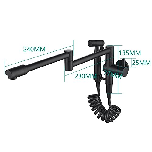 Robinet évier pliable en laiton noir, design pivotant gain de place - 7