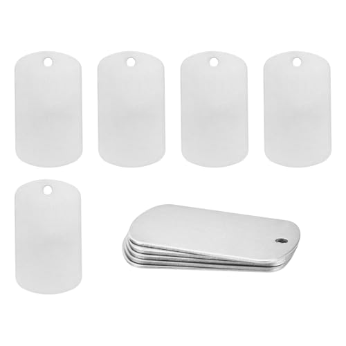 M METERXITY 10-Pack Blank Dog Tags, 2" x 1.18" x 0.04"(l x W x t) Engraving Metal Stamping Blanks, Aluminum Tags with 1 Hole for Engraving/DIY/Decorative Craft [Silver]