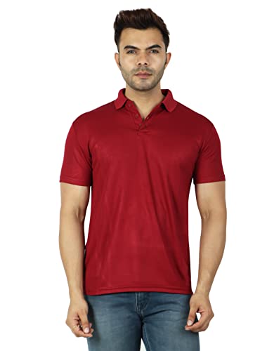 Image of Regular Fit Solid Men Polo Neck Collar T-Shirt Pack of 1 Maroon