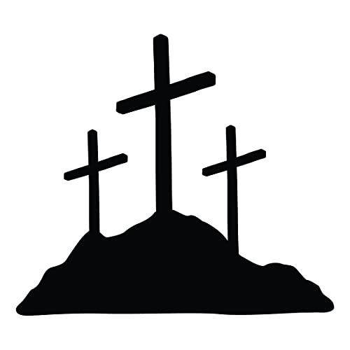 Image of Calvary Crosses Christian Jesus (Black) (Set Of 2) Premium Waterproof Vinyl Decal Stickers For Laptop Phone Accessory Helmet Car Window Bumper Mug Tuber Cup Door Wall Decoration