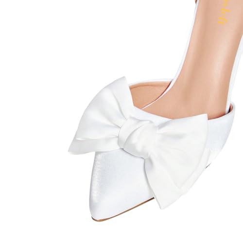 miss left Women Bows Closed Pointed Toe Pumps High Heel Ankle Strap D'Orsay Slim Heeled Wedding Party Event Shoes Size 4-16 US3