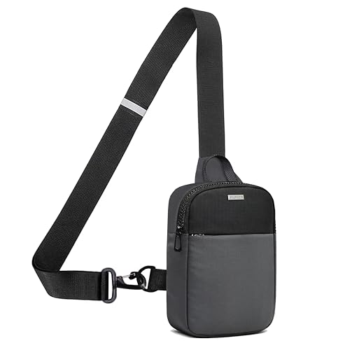 Image of WILDHORN Mini Sling Bag for Men & Women | Anti-Theft Crossbody Sling Bag | Small Chest Bag & Fanny Pack for Travel, Running, Hiking & Sports (Black & Dark Grey)