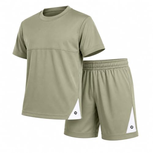 Image of RBX Boys Short Set - 2 Piece Active Performance Short Sleeve Athletic Shirt and Basketball Shorts with Elastic Waistband