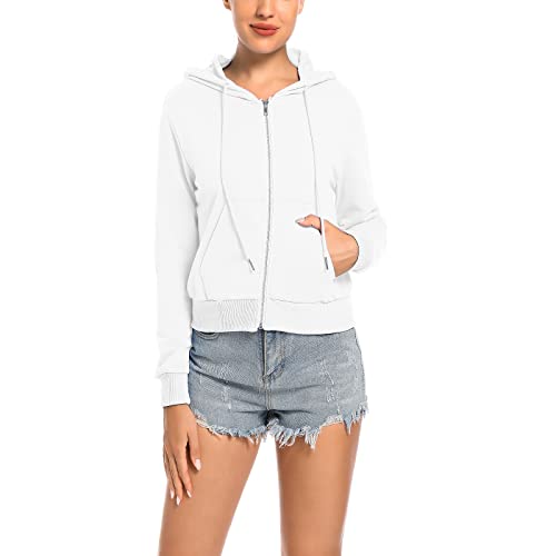 Women's Cropped Zip Up Hoodie Casual Long Sleeve Workout Hooded Sweatshirt Coat4