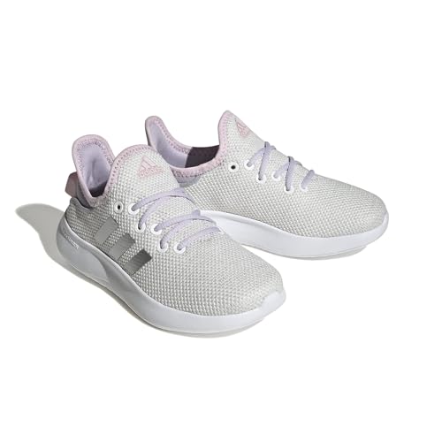 adidas Tênis de corrida unissex Cloudfoam Pure, Branco/Prata Metálico/Prata Dawn, 3 Little Kid