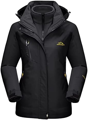 MAGCOMSEN Women Ski Jacket Waterproof Winter Jackets Outdoor Snow Windbreaker Jacket Skiing Warm Jackets Pure Black M