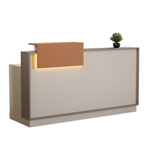 Mostrador de recepción marrón de 100cm izquierdo con LED para oficinas modernos 2