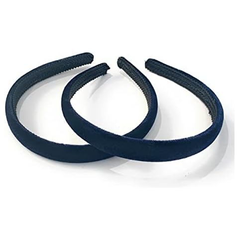 2 x Navy Blue Velvet Girls Headbands Cover