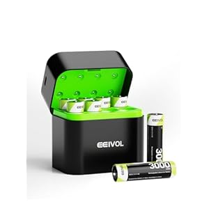 Long-Lasting 1.5V 3000mWh Li-ion, 8-Pack Rechargeable AA Batteries with Built-in Charger,Leak-Proof, Independent Charging, Fast Charging with Power Protection