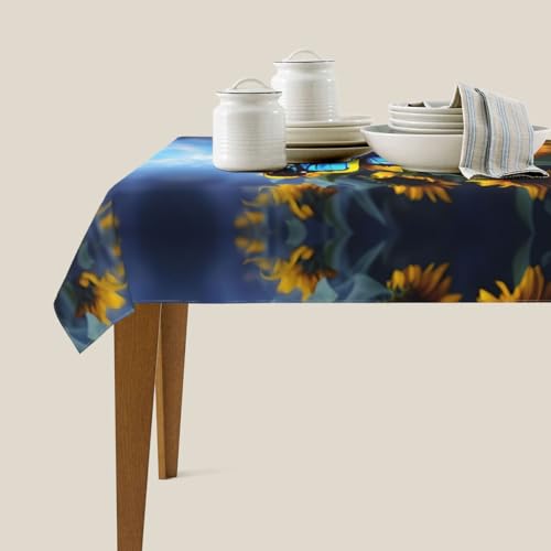 Nappe tournesol bleu résistante à l'eau pour protéger la table des taches