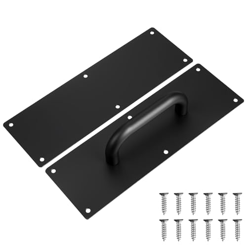 CONGARTENO Manija de Puerta Comercial y Placa de Empuje en Acero Inoxidable 304 para Puertas de Paso Duradera y Resistente Oxidación Negro Tornillos para Uso en Hoteles y Restaurantes