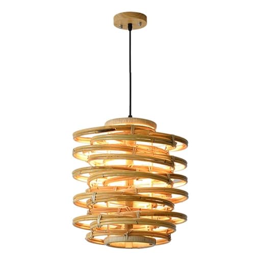 Lustre en spirale fait main en rotin, suspension d'exception pour salon