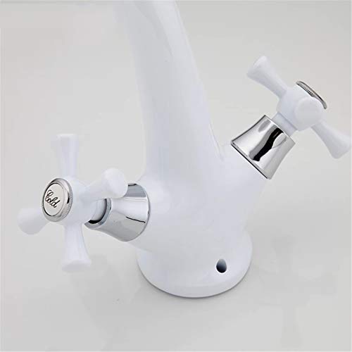 Robinet de lavabo blanc double commande pour eau chaude et froide