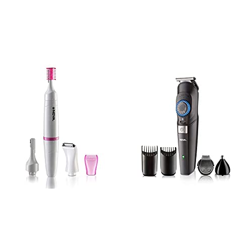 Image of Nova NLS 530 Sensi-Trim Bikini & Facial Trimmer for Women (Battery Included) (White) & SuperGroom NG 1147 Multi-kit: 60 Minutes Runtime Hair Trimmer for Men (Black)