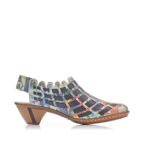 Image of Rieker 46778 Sina Women's Heels - Sling-Backs, Leather Upper, Hand-Woven Design, Anti-Stress Comfort, Flexible Sole, Secure Fit, and Timeless Everyday Style