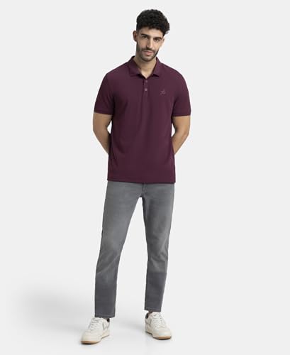 Image of Jockey AM38 Men's Microfiber Fabric Solid Half Sleeve Polo T-Shirt with StayDry & StayFresh Technology