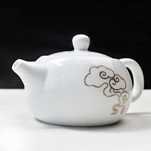 Image of Porcelain Teapot, 6oz Small Tea Pot White Chinese Gongfu Tea Set (Auspicious clouds)