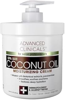 Advanced Clinicals Coconut Oil Cream Face & Body Anti Aging Moisturizing Skin Care Lotion, Intense Firming Coconut Oil Moisturizer Skincare Balm For Age Spots, Dry Skin & Sun Damaged Skin, Large 16Oz