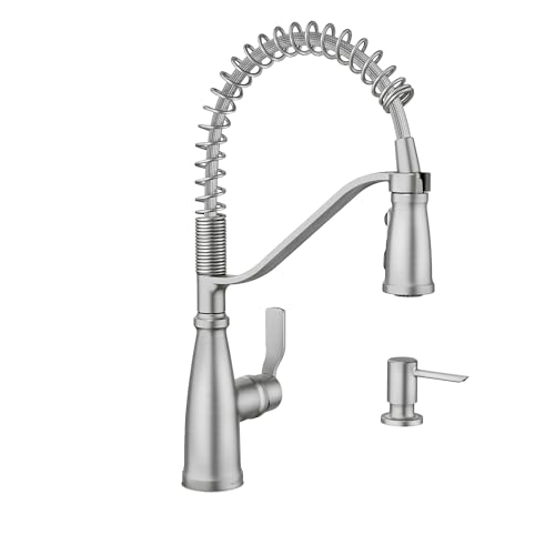 Moen Nolia Spot Resist Stainless One-Handle Pre-Rinse Spring Pulldown Kitchen Sink Faucet, 2 or...