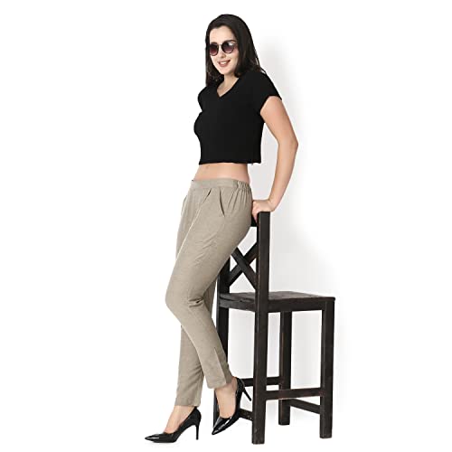 Image of GRECIILOOKS Women's Joggers - Soft High Waist Straight Fit Pants | Comfortable Cotton Blend Trousers Travel