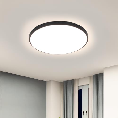 SENQIU Plafonnier LED, 24W 2700LM Lampe de Plafond LED Rond, 4500K Blanc Neutre, Moderne Luminaire Plafonnier IP54 Imperméable pour Salle de Bain Chambre...