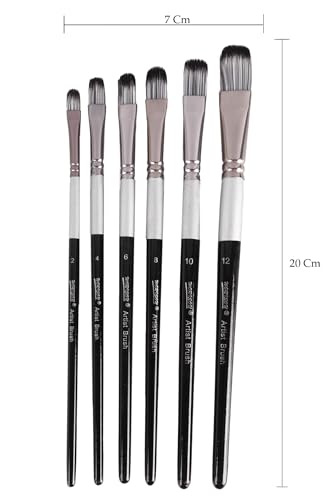 Image of Worison 6 Pc Filbert Paintbrush Set in Synthetic Bristle for Water, Poster Color and Acrylic Painting
