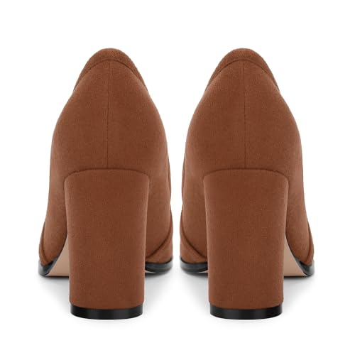 Women's Square Toe High Heeled Loafers, Fashion Chunky Heel Pumps for Women, Casual Party Work Shoes4